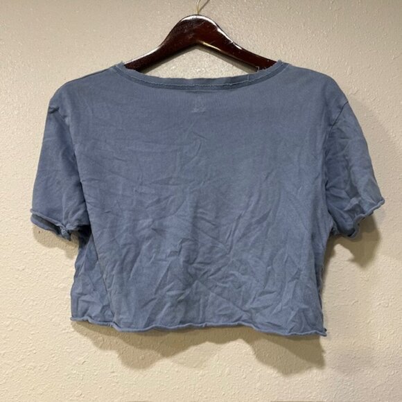 Offline by Aerie Blue Seamless Short Sleeve Cropped T-Shirt Top Women Size Small - Picture 2 of 3